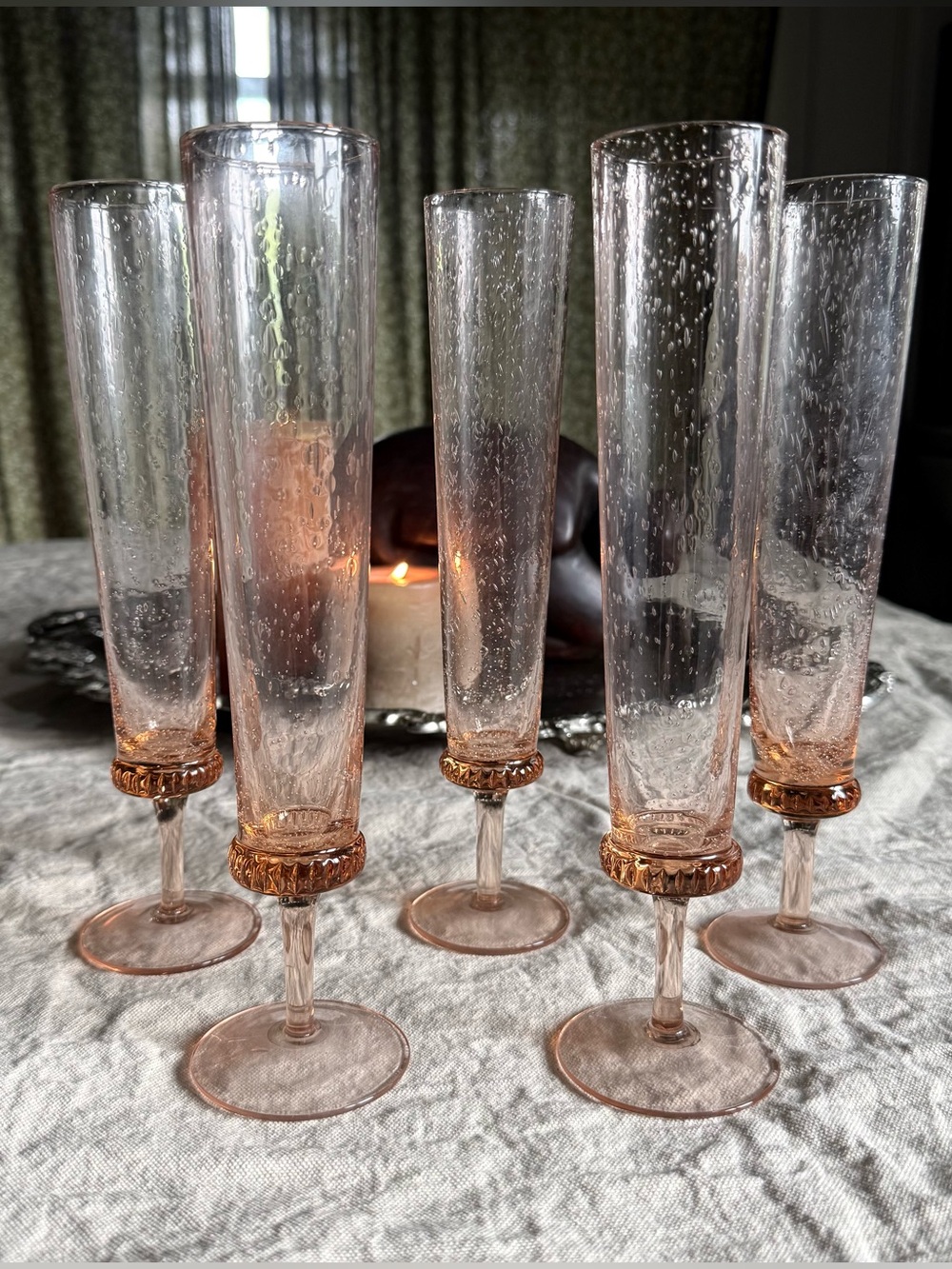 Anthropologie Amparo Champagne Flutes Set of 6 Blush Pink